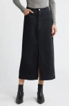 Treasure & Bond Denim Midi Skirt In Black Jet