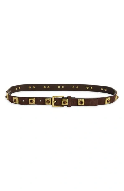 Treasure & Bond Dolly Stone Detail Leather Belt In Brown
