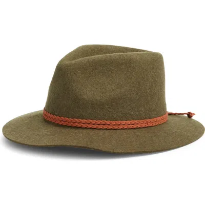 Treasure & Bond Double-braid Wool Felt Fedora In Olive Kalamata Heather