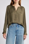 Treasure & Bond Drapey Long Sleeve Top In Olive Kalamata