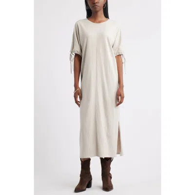 Treasure & Bond Drawstring Sleeve Knit Dress In White