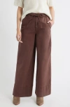 Treasure & Bond Drawstring Wide Leg Pants In Brown