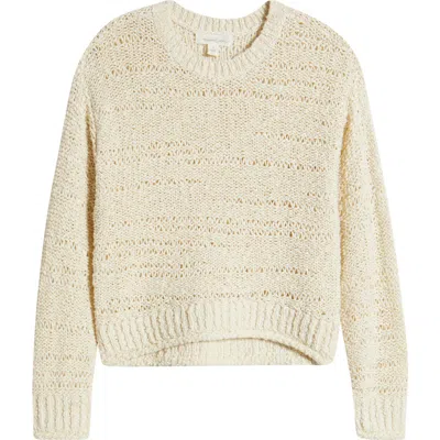 Treasure & Bond Drop Stitch Cotton Crewneck Sweater In Ivory Dove