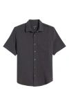 Treasure & Bond Duo Short Sleveve Gauze Button-up Shirt In Blue Indigo Washed
