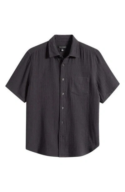 Treasure & Bond Duo Short Sleveve Gauze Button-up Shirt In Grey Phantom