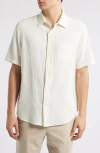 Treasure & Bond Duo Short Sleveve Gauze Button-up Shirt In Ivory Egret