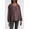 Treasure & Bond Easy Button-up Shirt In Navy- Rust Wander Floral
