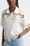 Treasure & Bond Embroidered Cutwork Cotton Camp Shirt