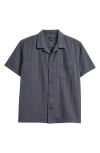 Treasure & Bond Embroidered Eyelet Cotton Camp Shirt In Blue