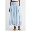 Treasure & Bond Embroidered Eyelet Cotton Smocked Waist Skirt