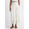 Treasure & Bond Embroidered Eyelet Cotton Smocked Waist Skirt