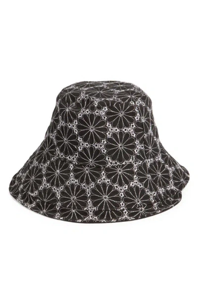 Treasure & Bond Embroidered Reversible Twill Bucket Hat In Black
