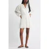Treasure & Bond Embroidered Sheer Long Sleeve Minidress In White