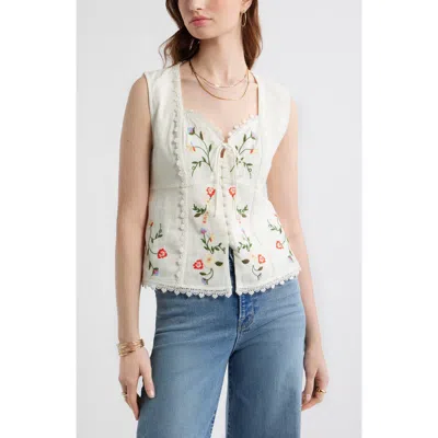 Treasure & Bond Embroidered Sleeveless Top In Multi