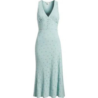 Treasure & Bond Eyelet Bias Cut Sleeveless Midi Dress In Teal Tide
