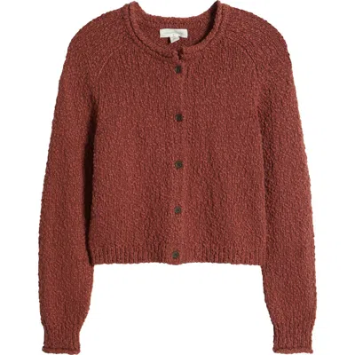 Treasure & Bond Fitted Textured Cotton Cardigan In Brown Sable