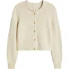 Treasure & Bond Fitted Textured Cotton Cardigan In Ivory Dove