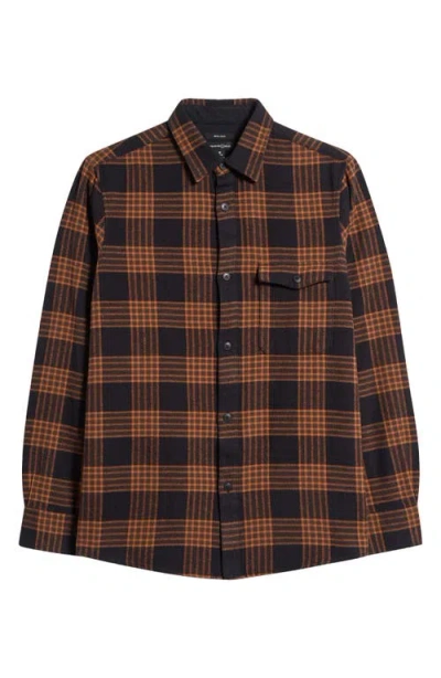 Treasure & Bond Flannel Overshirt In Black- Brown W Sal Plaid