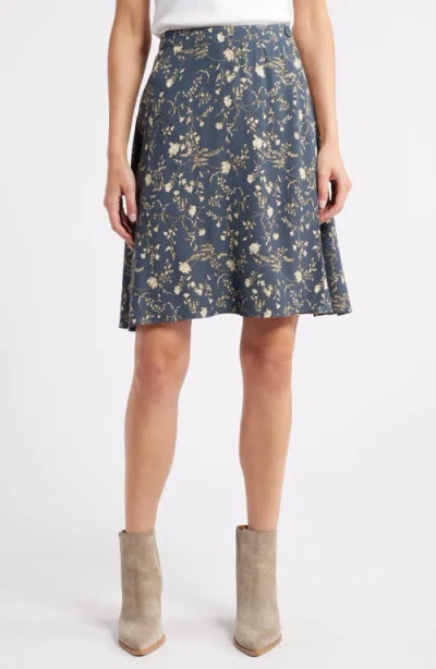 Treasure & Bond Floral Button Wrap Skirt In Navy Armada Wild Vine