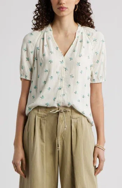 Treasure & Bond Floral Button-up Top In White