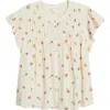Treasure & Bond Floral Cotton Pintuck Flutter Sleeve Top