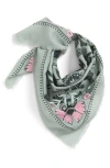 Treasure & Bond Floral Embroidered Bandana In Green