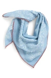 Treasure & Bond Floral Embroidered Bandana In Blue