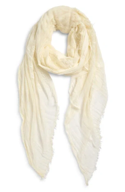 Treasure & Bond Floral Embroidered Gauze Fringe Scarf In White