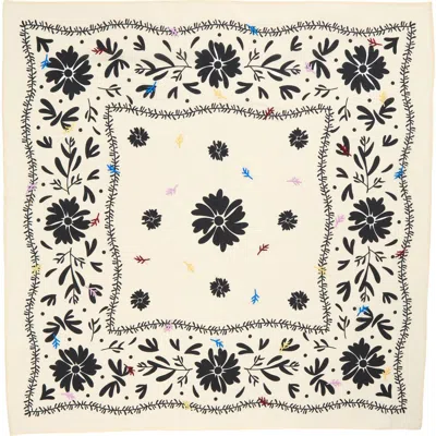 Treasure & Bond Floral Embroidered Square Bandana In Neutral