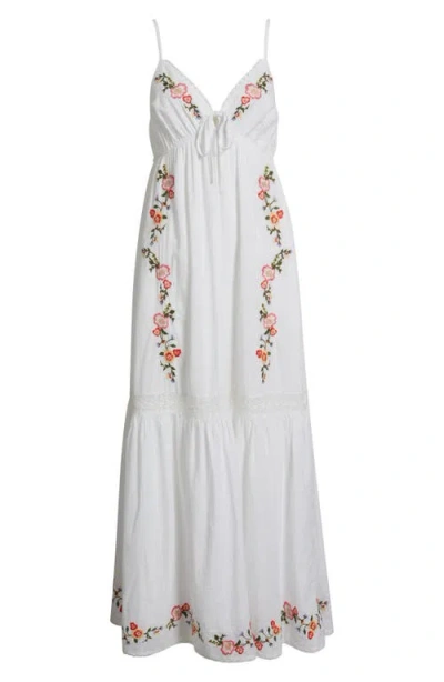 Treasure & Bond Floral Lace Trim Babydoll Maxi Dress In Multi