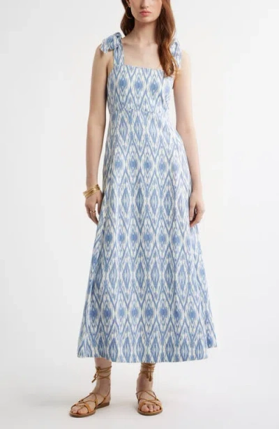 Treasure & Bond Floral Linen Blend Maxi Sundress In Blue