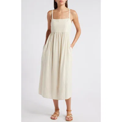 Treasure & Bond Floral Linen Blend Midi Sundress In Ivory Dove