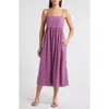 Treasure & Bond Floral Linen Blend Midi Sundress In Purple Argyle