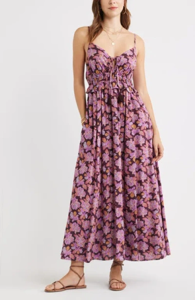Treasure & Bond Floral Peplum Maxi Dress In Pink
