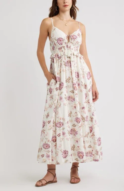 Treasure & Bond Floral Peplum Maxi Dress In White