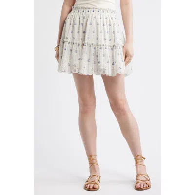 Treasure & Bond Floral Print Chiffon Miniskirt In White