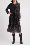 Treasure & Bond Floral Print Long Sleeve Midi Dress