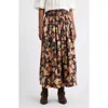 Treasure & Bond Floral Smocked Waist Cotton Maxi Skirt In Brown