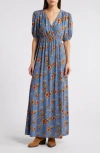 TREASURE & BOND TREASURE & BOND FLORAL SURPLICE V-NECK MAXI DRESS