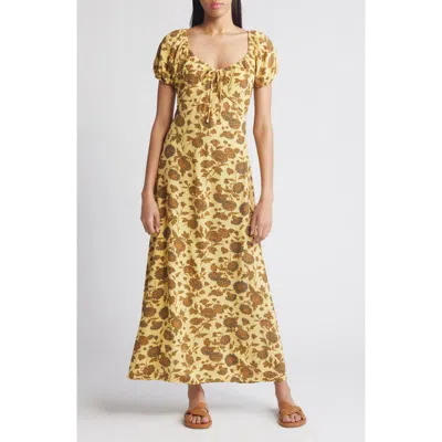 Treasure & Bond Floral Tie Front Maxi Dress In Yellow- Olive Boutique Floral