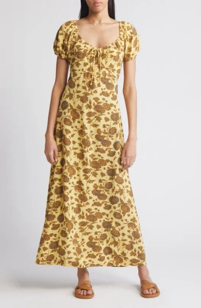 Treasure & Bond Floral Tie Front Maxi Dress In Yellow- Olive Boutique Floral