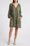 Treasure & Bond Flowy Button Front Minidress In Green