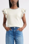 Treasure & Bond Flutter Sleeve Cotton Sweater In Neutral