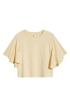 Treasure & Bond Flutter Sleeve Cotton T-shirt In Beige Gelato