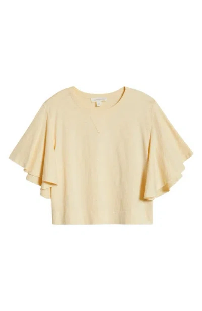 Treasure & Bond Flutter Sleeve Cotton T-shirt In Beige Gelato