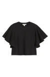 Treasure & Bond Flutter Sleeve Cotton T-shirt In Black