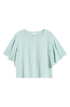 Treasure & Bond Flutter Sleeve Cotton T-shirt In Teal Tide
