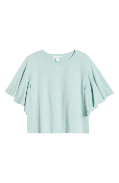 Treasure & Bond Flutter Sleeve Cotton T-shirt In Teal Tide