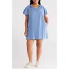 Treasure & Bond Flutter Sleeve Linen Blend Shift Dress