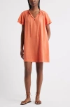 Treasure & Bond Flutter Sleeve Linen Blend Shift Minidress In Orange
